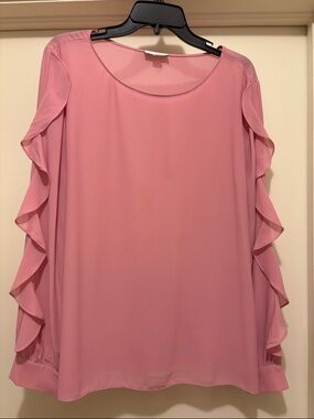 Women's Pink Ruffle Sleeve Blouse